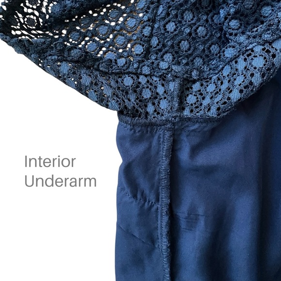 LOFT | NWOT NAVY BLUE SHEATH DRESS SCALLOPED EYELASH LACE LINED | SIZE 0 - Picture 11 of 11